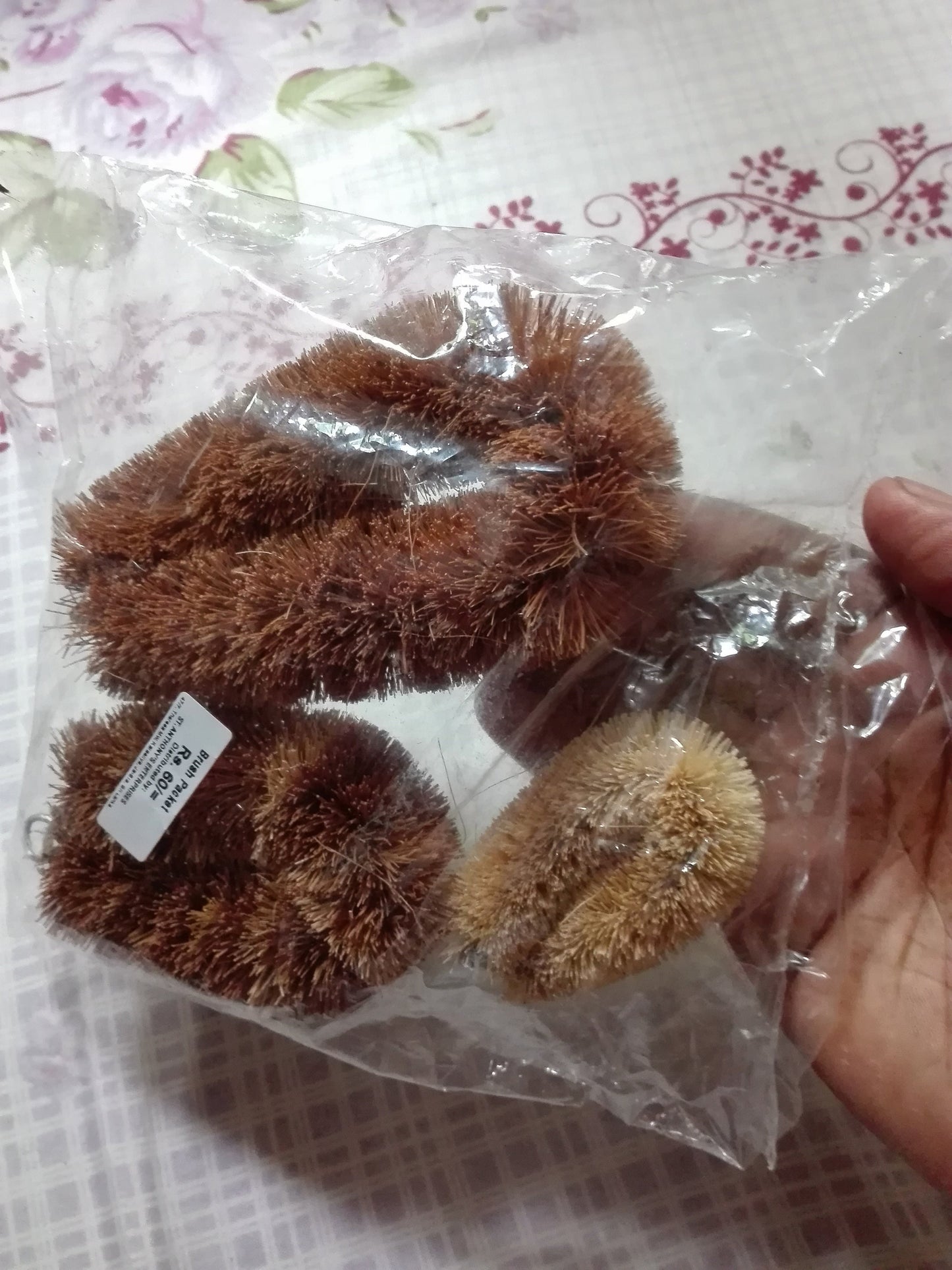 3 size set Coconut husk Fiber Vegetable Dish Scrubbing Brush Natural Eco Friendly