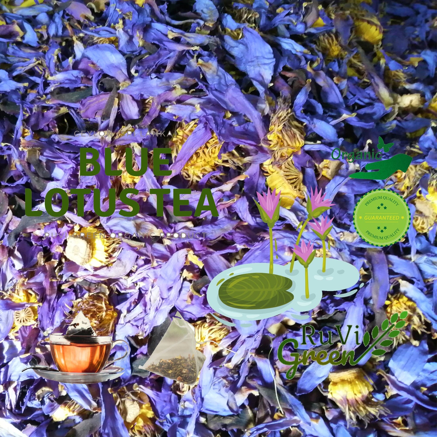 Organic Blue Lotus Tea Bag Nymphaea caerulea Whole Flowers teabag Lucid Dreaming Tea